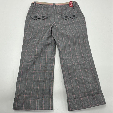 Vintage Y2K That's So Raven Girls Gray Pink Plaid Cuffed Glen Check Pants Sz 8
