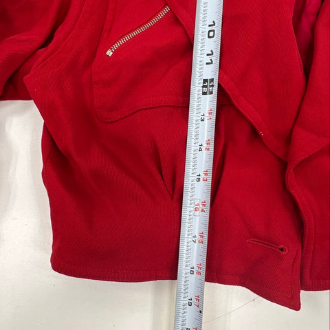 Vintage 90s Emanuel Ungaro Women's Red Cropped Bomber Jacket Wool USA Sz 8