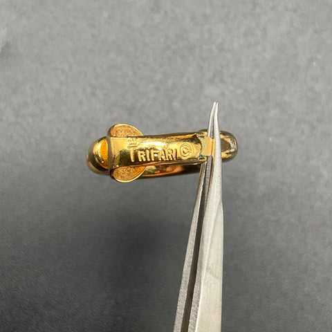 Vintage Crown Trifari Signed Interchangeable Gold Tone Clip Earrings Box Set