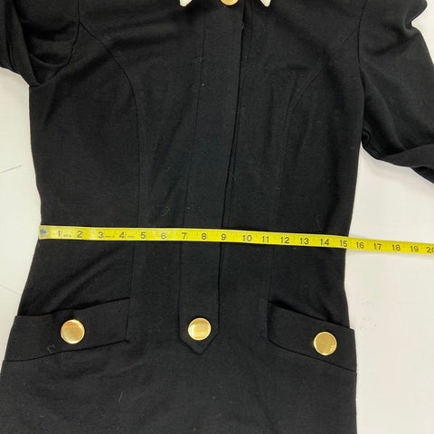 R.B. Design Group Women's Vintage 90s Black Wool Gold Button Sheath Dress Sz 6
