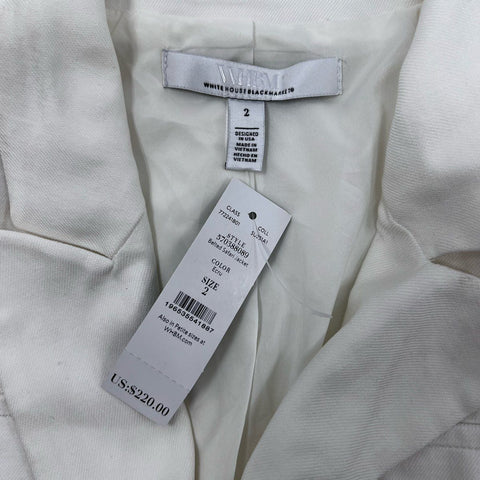 White House Black Market Women's Ecru Belted Safari Jacket Sz 2 NWT