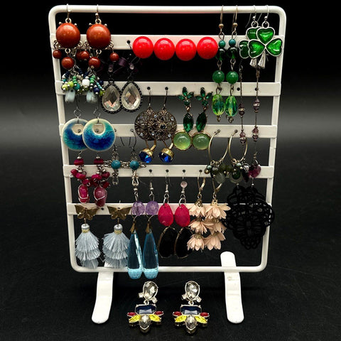 Mixed Fashion Costume Earring Lot 20+ Pairs Tassel Hoop Dangle Vintage to Modern