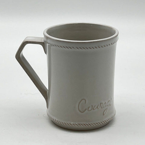 Juliska Lion Medallion Courage Mug White Ceramic Rope Trim Coffee Cup