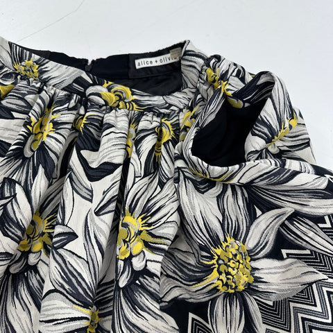 Alice + Olivia Women's Multicolor Floral Chevron Zig Zag Mini Skirt Sz 10