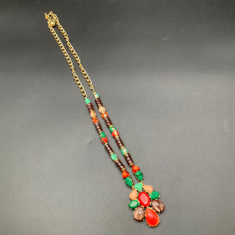 Kate Spade Fine Art Charm Statement Pendant Necklace Multi-Color Gold Tone 18"