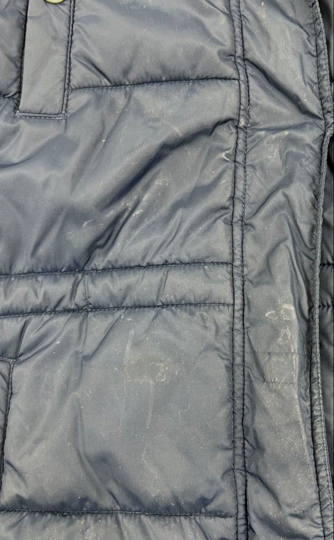 Diesel Youth Size 14 Navy Blue Long Puffer Coat Parka Hooded Faux Fur