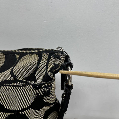 Coach Black Signature Canvas Poppy Crossbody Bag Heart Charm F22945