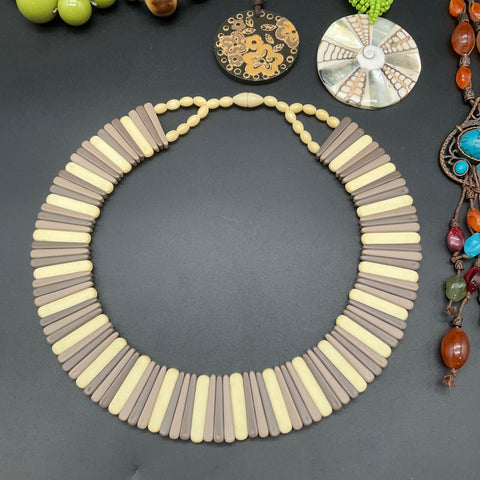 Mixed Costume Jewelry Necklace Lot 7 Pieces Boho Tribal Shell Beaded 0.7lb