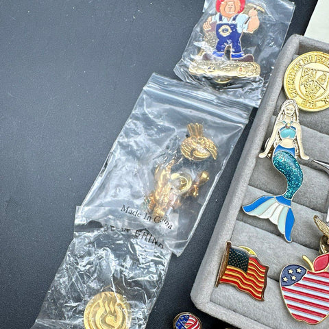 Vintage to Modern Costume Lapel Pin Lot Mixed Themes Military Nursing Religious