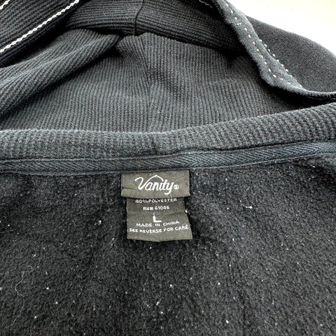 Vanity Women's Black Fleur De Lis Studded Full Zip Hoodie Sz L