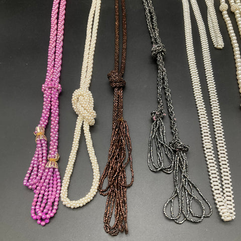 Vintage Beaded Necklaces Costume Jewelry Lot of 8 Faux Pearl Glass Tassel