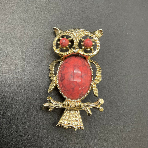 Vintage Costume Jewelry Animal Brooch Lot 4 Gerry's Owl Cat Rooster Insect