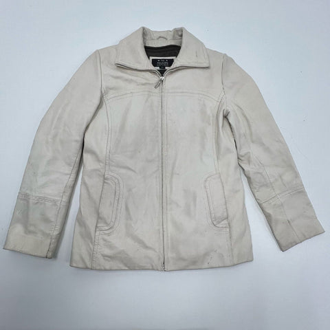 Vintage Y2K Wilsons Leather Cream Italian Moto Jacket Thinsulate Womens S