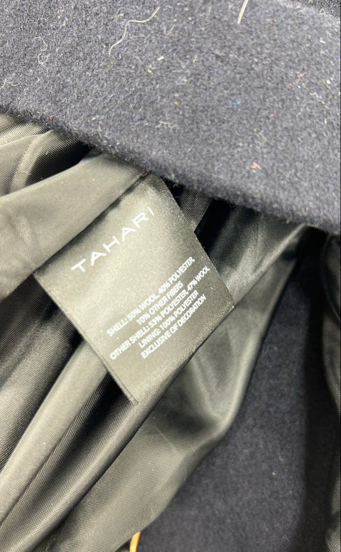 Tahari Women's Black Boucle Asymmetrical Zip Moto Coat Jacket Size XL