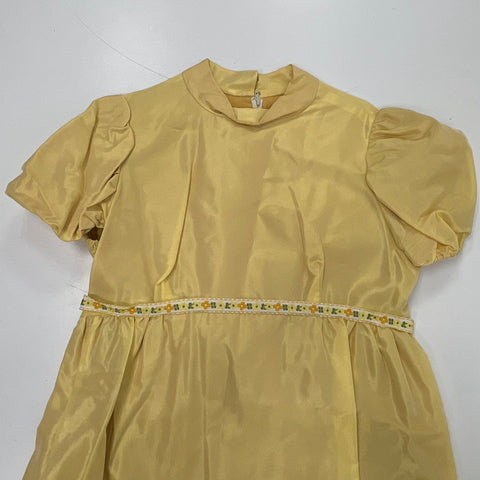 Sylvia Ann Women's Vintage 70s Yellow Maxi Dress Empire Waist Puff Sleeve XS