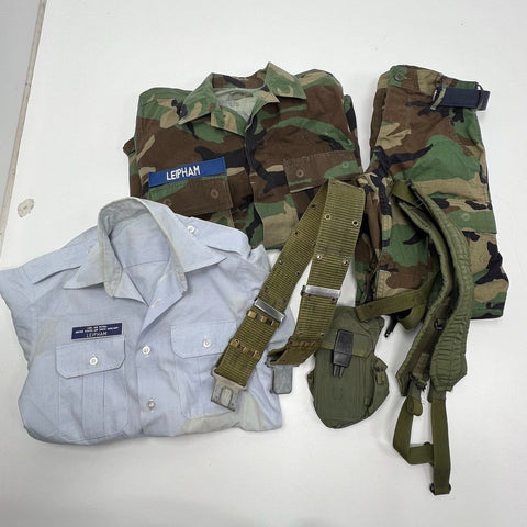 Vintage USGI BDU Woodland Camo Uniform Lot Civil Air Patrol Shirt Pants 31x29