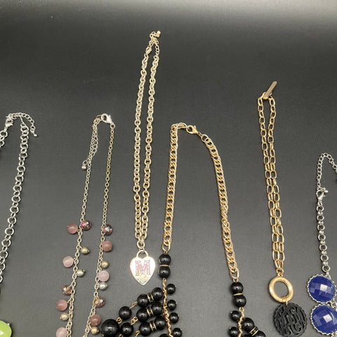 Fashion Statement Necklace Lot of 10 Gold and Silver Tone Beaded Pendants