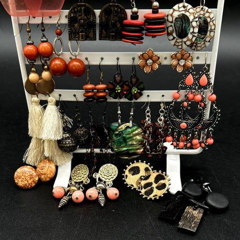 Mixed Fashion Costume Earrings Lot Boho Tribal Tassels Shell Beads 20+ Pairs