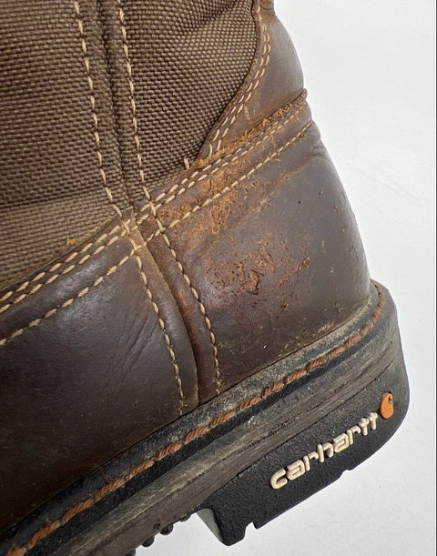 Carhartt Wellington Pull-On Steel Toe Brown Leather Work Boots Size 9