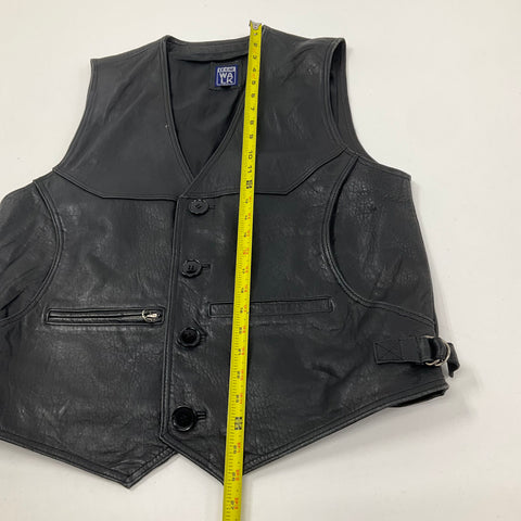 Vintage 90s Le Caf Walk Black Leather Biker Western Vest Men's L