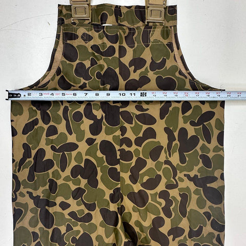 Vintage 80s Stearns Dry Wear Frog Skin Camo PVC Rain Bib Overalls Pants Sz S