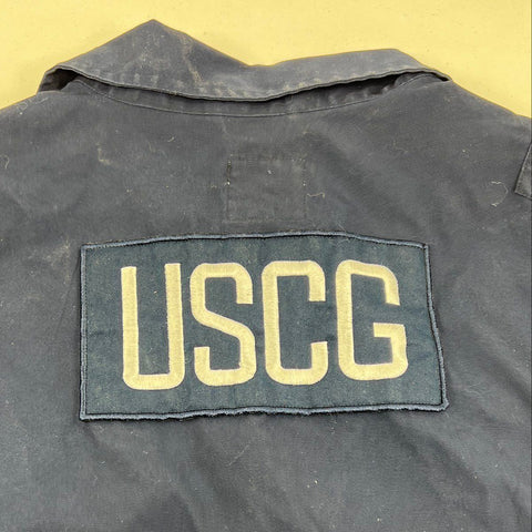 US Coast Guard Mens Coveralls Jumpsuit Navy Blue Utility Work USCG Patches Sz L