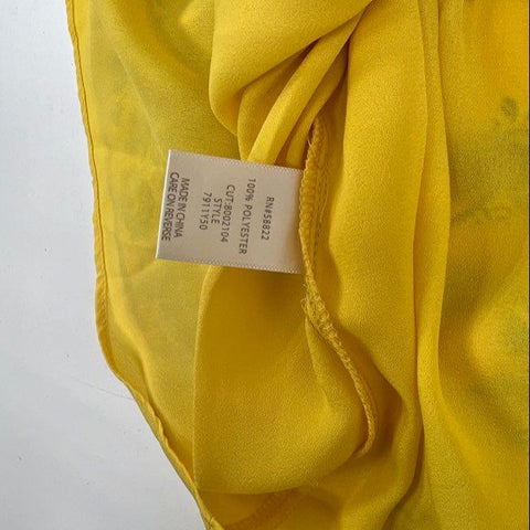 Max Studio Yellow Floral Flutter Sleeve Smocked Midi Dress Women's M NWT