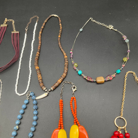 Vintage & Modern Beaded Boho Statement Necklace Jewelry Lot of 10