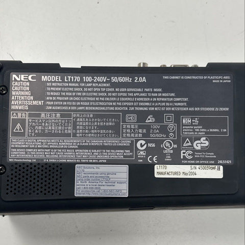 NEC LT170 Portable DLP Projector Tested Works With Case Remote Cables
