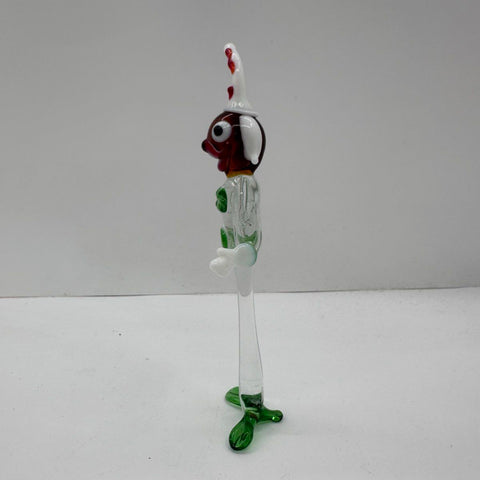 Vintage Art Glass Clown Figurine Hand Blown Multi-Color Murano Style 7 Inch