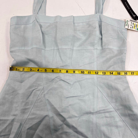 Isabella DeMarco Women's Natalia Dress Feather Blue Square Neck Linen Sz 10 NWT