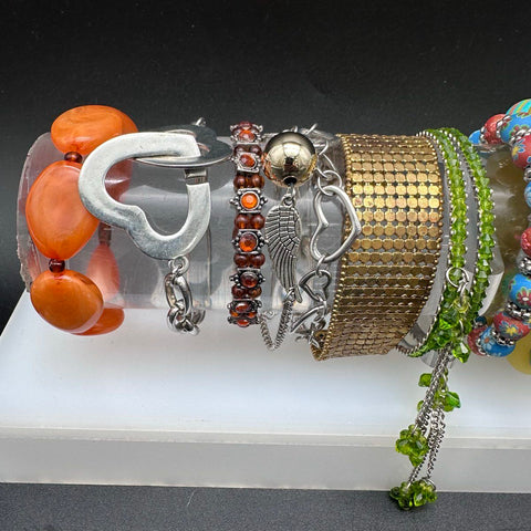 Vintage & Modern Costume Jewelry Lot 21pc Bracelets Bangles Cuffs Rhinestones