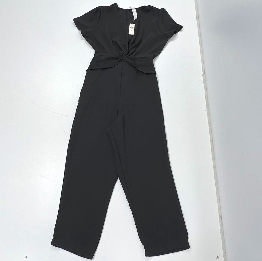 NWT Amadi Anthropologie Black Twist Front Wide Leg Jumpsuit Womens M