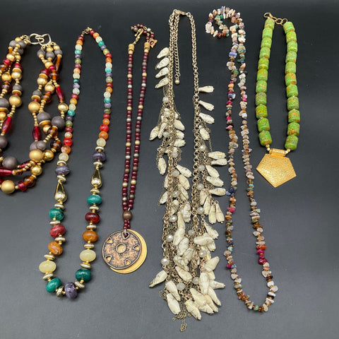 Vintage Boho Costume Jewelry Lot of 8 Liz Claiborne Beaded Sun Bird Pendants