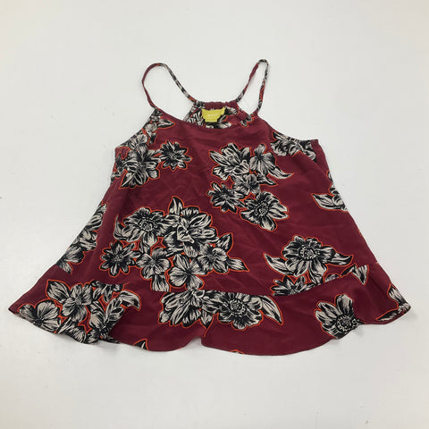 Maeve Burgundy Red Floral Silk High Neck Trapeze Cami Tank Top Women's Size 6