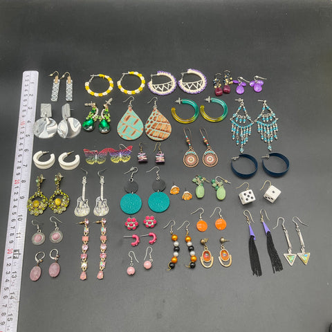 Vintage and Modern Costume Jewelry Lot of 30 Pairs Earrings Hoops Dangles Studs