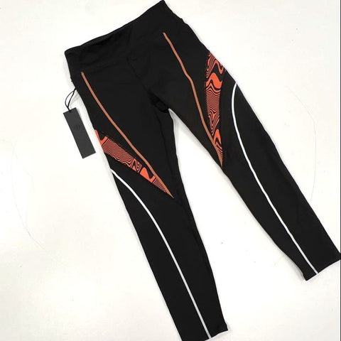 Noli Women's Bond Legging High Alert Black Orange High Rise Compression NWT Sz M