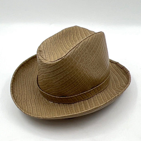 Vintage 50s Emme Faux Alligator Fedora Safari Hat Chin Strap Size M