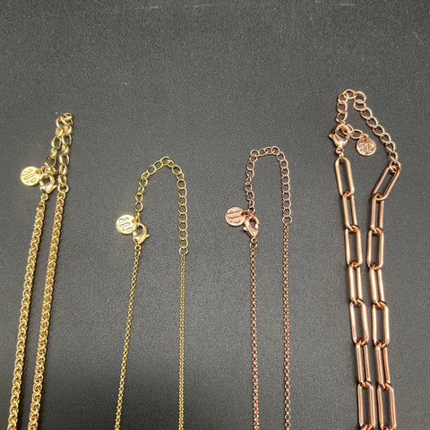 Bomb Party Jewelry Lot of 4 Necklaces Rose Gold Tone Yellow Gold Tone Pendants