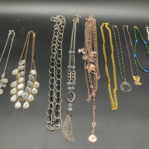 Fashion Costume Necklace Lot of 11 Statement Chain Beaded Layered Pendants