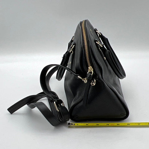 Kate Spade Black Pebbled Leather Dome Satchel Crossbody Bag Gold Hardware