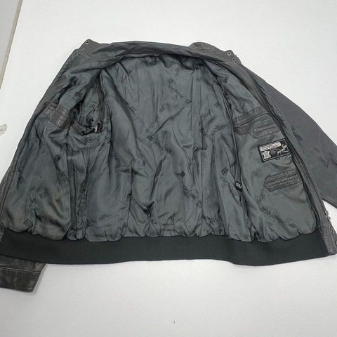 Vintage 80s Jean Jacques Benson Mens Gray Nappa Lambskin Leather Bomber Jacket