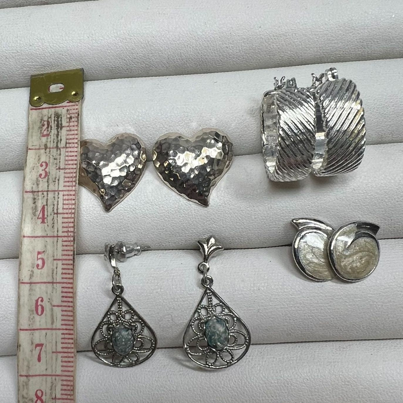 Silver Tone Pierced Earrings Styles Vary Heart Shaped Studs