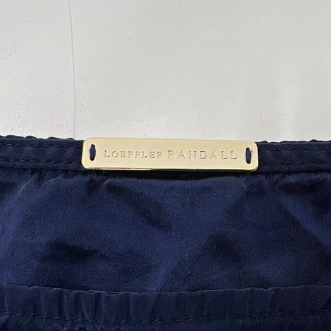 Loeffler Randall Women's Navy Black Colorblock Silk Cap Sleeve Blouse Sz 6
