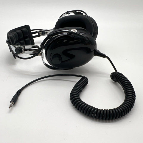 Vintage Track Scan Racing Scanner Headphones Wired Coiled Cable Tested Working