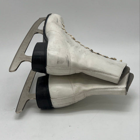 Vintage Pastime Women's White Leather Figure Ice Skates Canada Size 9