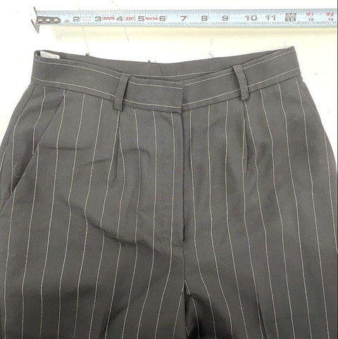 Lauren Ralph Lauren Women's Black Pinstripe Wool Slacks Pleated Pants Sz 4