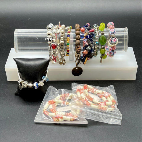 Mixed Beaded Jewelry Lot 15pc Pandora Style Nebraska Cornhuskers Glass Pearl