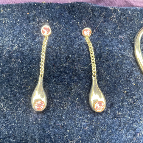 Montana Silversmiths Silver Tone Pink Stone Open Heart Necklace Earrings Set