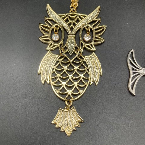 Vintage Animal Costume Jewelry Lot of 3 Owl Fish Monkey Pendants Necklaces